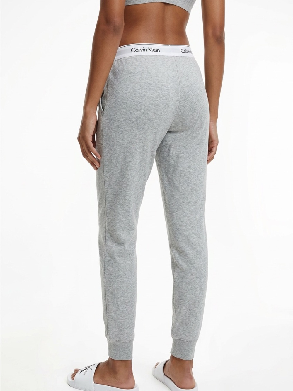Calvin Klein Light Gray Logo-Waist Jogger Pants - Picture 5 of 12